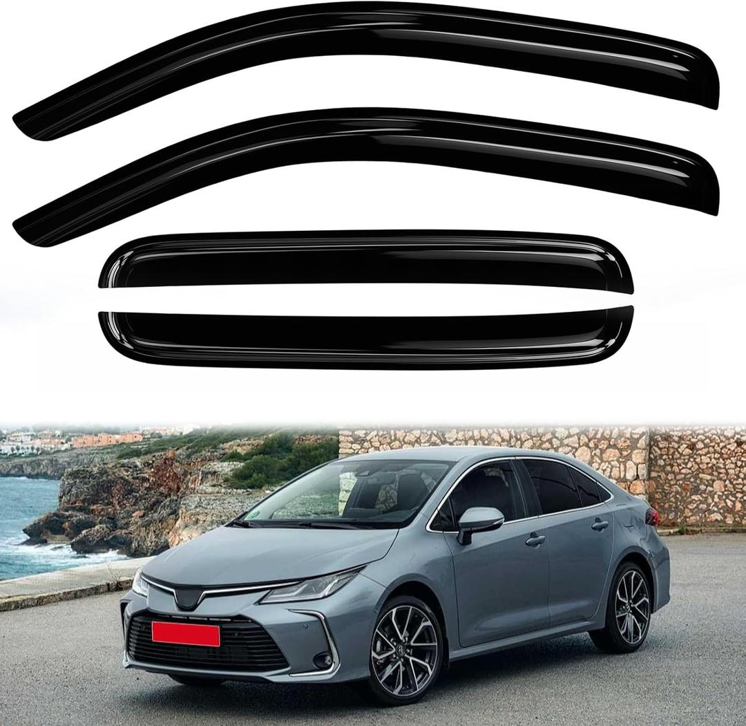4PC Rain Guards for 19-24 Honda Civic Sedan Only Window Visors for 2019-2024 Civic Models Deflectors Sun Shades Vent Tape On Out Channel