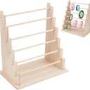 UNICRAFTALE 6-Tier Wooden Ribbons Organizer Rack Burlywood Ribbon Holder Storage Organizer Wooden Ribbons Sewing Organizer Display Shelf for Sewing Craft Gift Florist Wrapping
