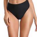 RELLECIGA Women's Black High Cut High Waisted Bikini Bottom Size Medium