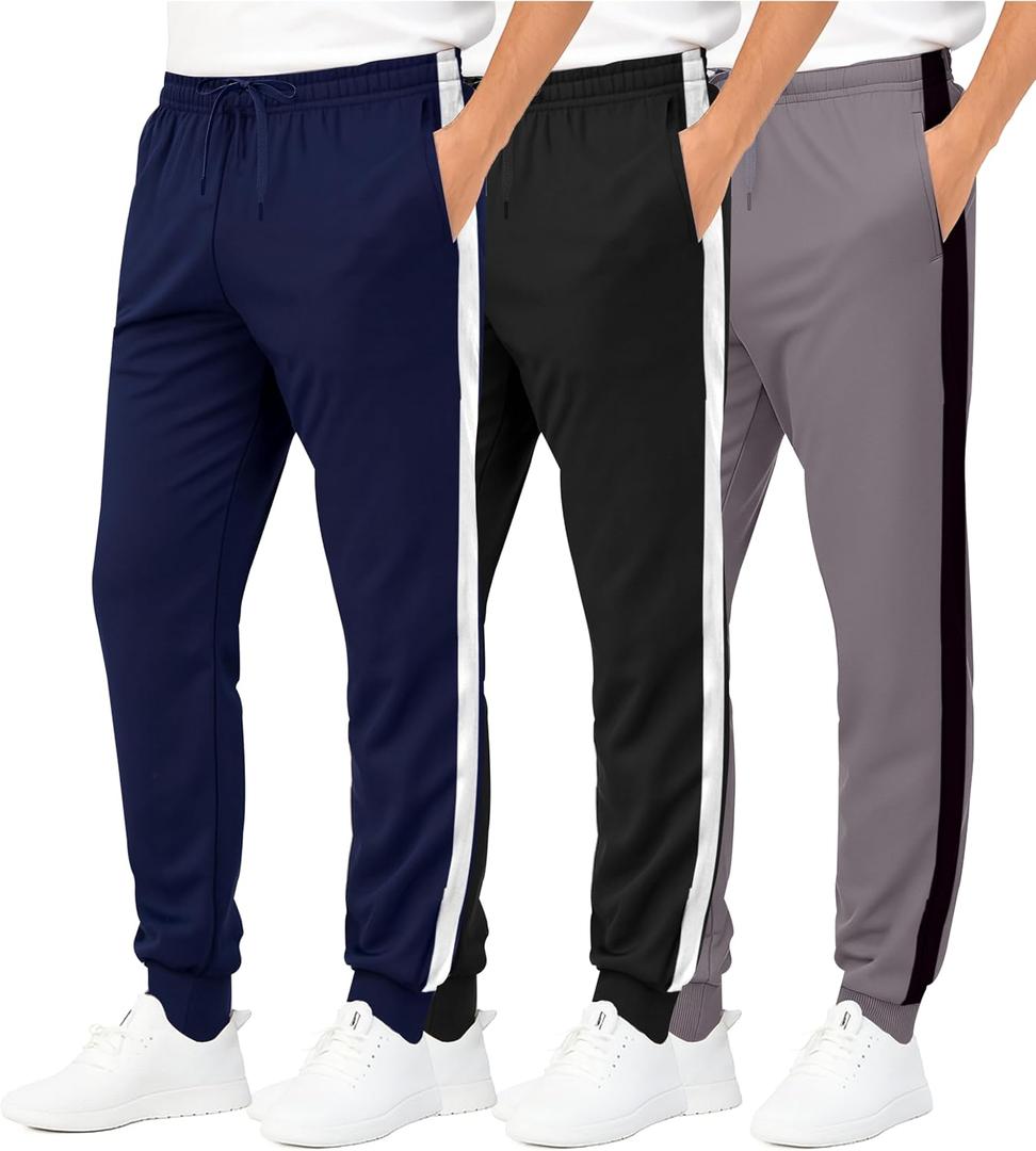 Real Essentials 3 Pack: Boys' Athletic Jogger Sweatpants - Kids Teens Youth Active Sports Pants with Pockets (Sizes 518) (XS)