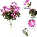Artificial Fake Flowers Plants for Outdoor Decoration, 4PCS Faux Petunias Silk Flower UV Resistant No Fade for Home Outside Garden Balcony Yard Porch Realistic Indoor Decor (PurplePink)