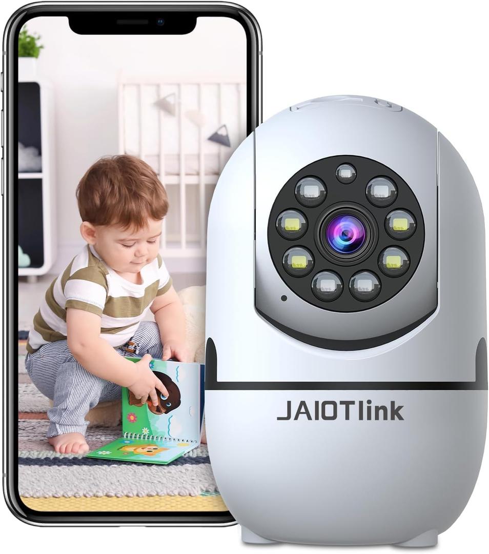 1080P Indoor Security Camera for Home, Baby/Dog/Pet Monitor with App, Wireless Dual-Band WiFi, Color Night Vision, Motion Detection & Auto Tracking, 2-Way Audio, Compatible with Alexa (White)