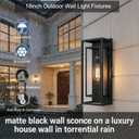 1 Pack 18 inches Outdoor Wall Lantern Light Fixture, Large Black Exterior Waterproof Wall Sconce, Anti-Rust Mount Porch Light with Clear Glass,E26 Socket