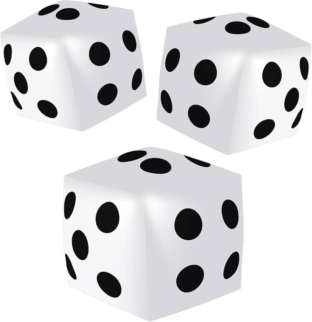 3 Pieces Jumbo Inflatable Dice 19.7 Inch Giant Inflatable Dice Multicolor Large Fun Game Tools for Indoor Outdoor Lawn Swimming Pool Party Board Game, White