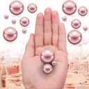 150Pcs Rose Gold Polished No Hole Faux Pearl Beads for Vase Filling Decorations, Plastic Pearls Vase Fillers, Table Scatters, Wedding Centerpiece, Home Decor, 8/14/20 mm