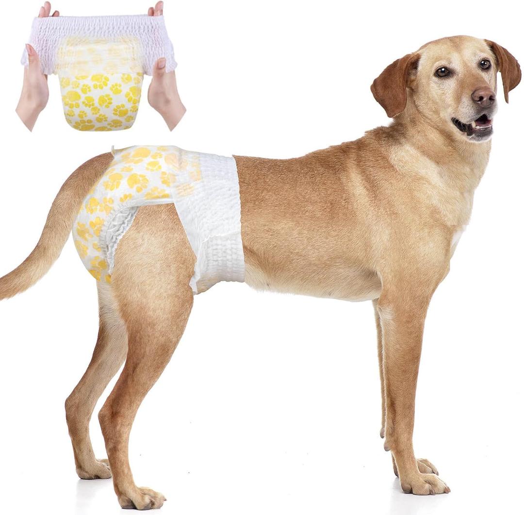 Dono Dog Diapers Female for Large Dogs with Stretchy Waist, Disposable Pull Up Full Wrap Puppy in Heat Period Diapers, 360 Leak-Proof Super Absorbent Doggie for Small Medium Elderly Dogs (L-10 Count)