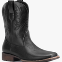 Lumeheel Cowboy Boots for Men - Western Men's Boots with Classic Embroidered, Slip on Square Toe Boots, Slip Resistant Country Boots Chunky Heel Ankle, Durable Short Boots for Spring Fall 7,5