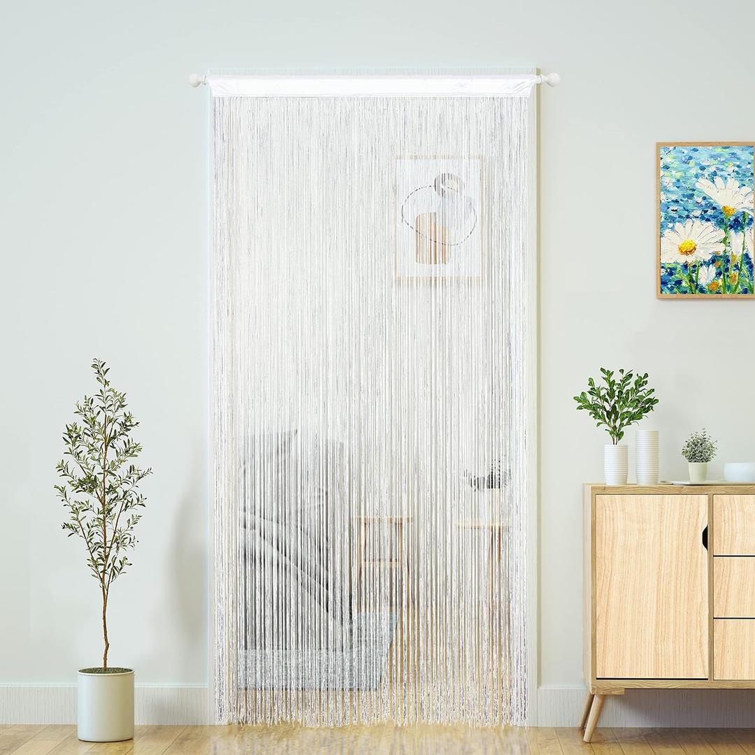 YaoYue Doorway String Curtain Door Curtains,Boho Hippie Hanging Fringe Room Divider for Patio Bedroom Closet Kitchen Laundry,Room Window Wall Door Decor(3979in/100200cm,White)