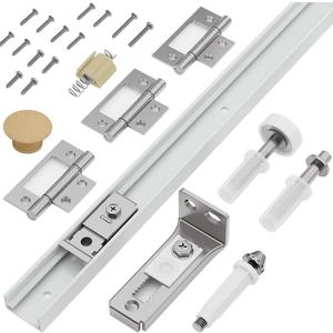 Closet Bifold Door Hardware & 36 Inch Track, 3 ft Bi Folding Door Rail Kit | Complete kit: track, bracket, pivot, wheel, hinge, screw. Pivot-press to install. Gap adjustable. Rust-proof, Smooth & silent
