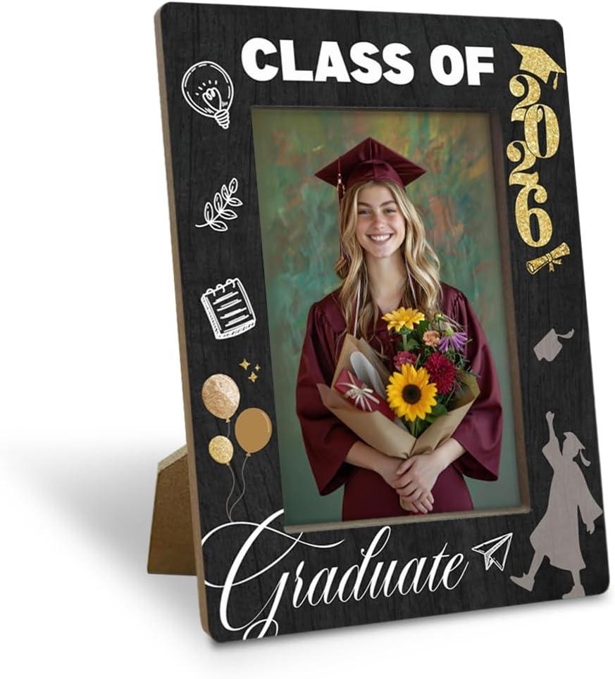 Graduation Picture Frame 2026 Gifts, Graduation Gifts for High School College University, Class of 2026 Graduate Photo Frame, Fitting a 4x6 Inch Photo, Display on Table Top Desk