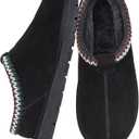 XIXITIAO Slippers for Women Suede Leather Platform Slippers Slip on Cozy Winter Womens House Slippers for Indoor Outdoor, 8.5