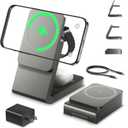 3 in 1 Wireless Charger Station for Multiple Devices, Foldable Magnetic Charging Stand, Portable Fast Travel Wireless Charger for iPhone17/16/15/14/13/12 Pro Max/ AirPods2/3/4 and IWatch Ultra Series