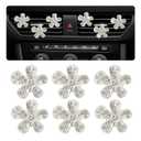 6PCS Rhinestone Flower Car Vent Clips,Cute Car Air Vent Clips for Dashboard Decorations,Shining Vehicle Accessories Interior Clip Used on Auto SUV Vents for Women Girls (Silver)