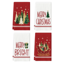 Artoid Mode Red Sleigh Star Xmas Tree Merry Christmas Kitchen Towels Dish Towels, 18x26 Inch Farmhouse Holiday Winter Decoration Cleaning Set of 4