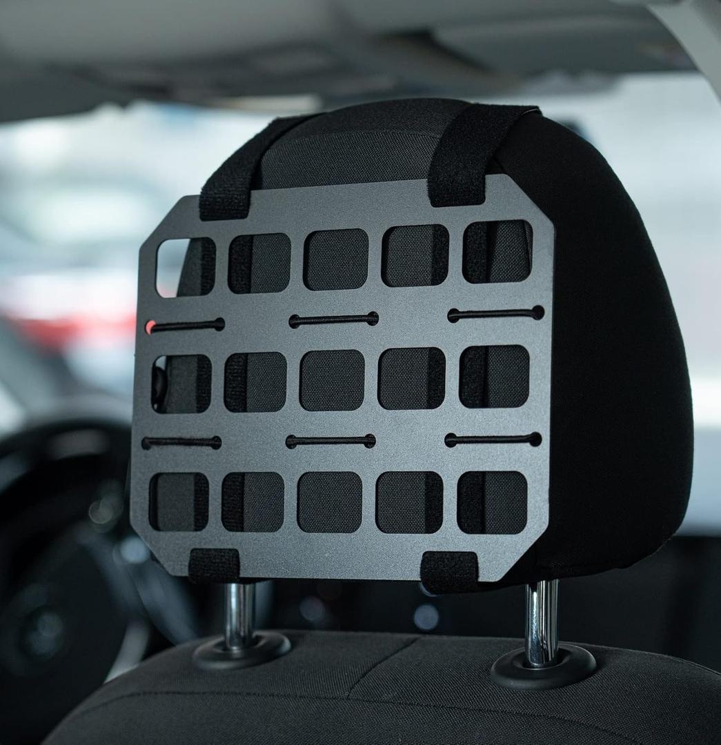 Vehicle Rigid MOLLE Panel Car Seat Headrest Organizer EDC Pouch Tool Holster Bag Holder Auto Interior Accessories Tactical Gear Rack Truck Equipment Mount Plate Modular Storage Shelf