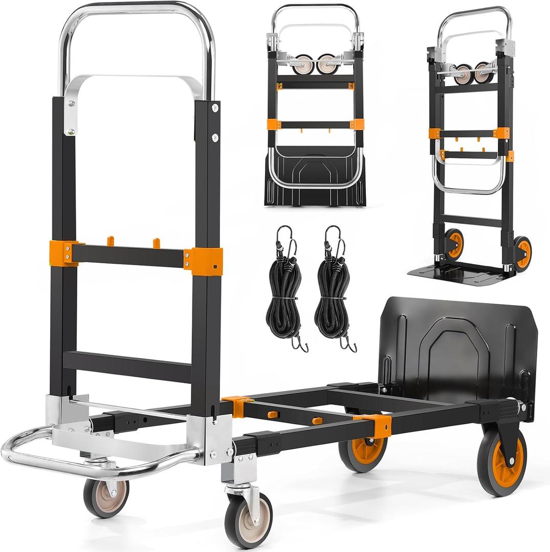 3-in-1 Convertible Hand Truck, Heavy Duty 600LBS Folding Dolly Cart