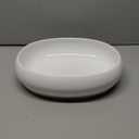 DAILY RITMO White Oval Fruit Bowl | Decorative Candy Dish Bowls for Kitchen Counter | Resin Ceramic-Like Entryway Table Key Holder with Modern Bamboo Wooden Weighted Base