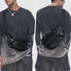 Compact Sling Bag for Men and Women, Lightweight Water-resistant Daily Crossbody Bag for Travel, Hiking, Gym, and Casual Use, Black