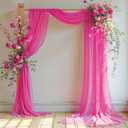 Wedding Arch Draping Fabric, 1 Panel 18FT Hot Pink Sheer Backdrop Curtain Chiffon Fabric Drapery Voile Scarf Draping Panels for Wedding Archway Ceremony Curtain Valance Party Decoration