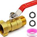 Heavy Duty 3/4" GHT Brass Garden Hose Shut Off Valve - Full-Flow Design, 304 Stainless Steel Handle, Corrosion Resistant for Outdoor Faucet, Sprinkler & Water Control