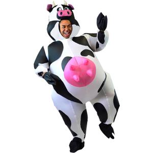 Spooktacular Creations Inflatable Cow Costume Adult, Halloween Blow up Outfit, Cow Inflatable Suit for Cosplay Themed Parties (X-Large(75In))
