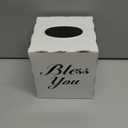 Sumnacon Tissue Box Cover Square, Bless You Tissue Holders, Decorative Tissue Box Holder Open Bottom, Cube Metal Tissue Cover for Bathroom, Bedroom, Living Room, Office, Tabletop, Gift Option, White