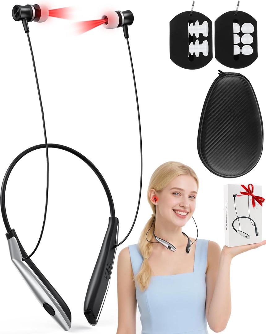 Ears & Nose Red Light Therapy, 650nm Red Light Therapy for Ears & Nose, 2-in-1 Rehears Device Daily Wellness with Case (Inky)