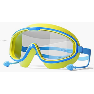 Kids Swim Goggles HD Children's Large Frame Waterproof and Anti-fog Swimming Goggless with Adjustable Straps for Boys Girls (Blue/Yellow)