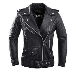 HWK Brando Leather Motorcycle Jacket for Women, Genuine Leather Jacket for Weather & Water Resistant Motorbike Riding L
