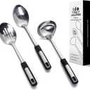 Stainless Steel Serving Spoons Set  Includes Slotted Spoon, Serving Spoon & Soup Ladle, Heat-Resistant, Dishwasher Safe, Ergonomic Handles for Home & Commercial Use