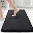 Smiry Memory Foam Bath Mat 30x20, Extra Soft and Absorbent Bathroom Mats, Non Slip Washable Carpet for Floor, Shower and Tub, Black