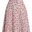 Women Summer Dresses Vintage Square Neck Adjustable Bust Floral Dress Short Puff A-Line Midi Dresses Sleeve (M)