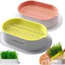 2Pcs Cat Grass Planter (No Seeds Included) Wheatgrass Planting Trays Hydroponic Cat Grass Growing Kits for Indoor Cats Soilless Organic Nursery Box Pet Grass Pot (C)