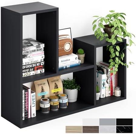 Kaboon Free-Form Modular Shelving Unit, Freestanding Bookcase 10 Inches Deep, Display Shelf Storage Organizer for Home Office, Black