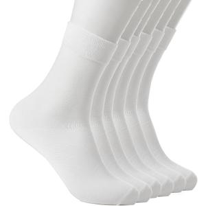 Cotton Mid Calf Crew Socks For Unisex,Soft Breathable Dress Socks For Business, Trouser, Casual 6 Pairs(White 7-11)