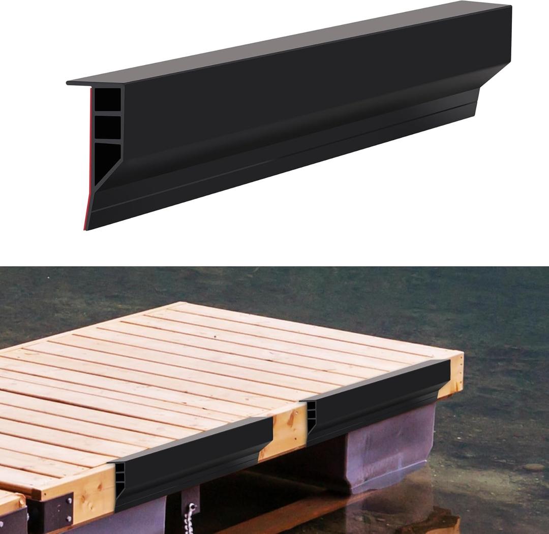 Gaahing Heavy-Duty Boat Dock Side Bumper, Full Face Dock Edging Guard for Piling and Pier Protection, Includes Mounting Screws and Adhesive (Black, 10pcs x 19.7")