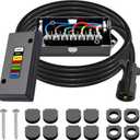 CheeMuii 7 Way Trailer Wiring Harness Kit 8 FT Trailer Cord with 7 Pin Trailer Plug and Junction Box Kit Premium Light and Brake Wiring Wires for Trailer RV