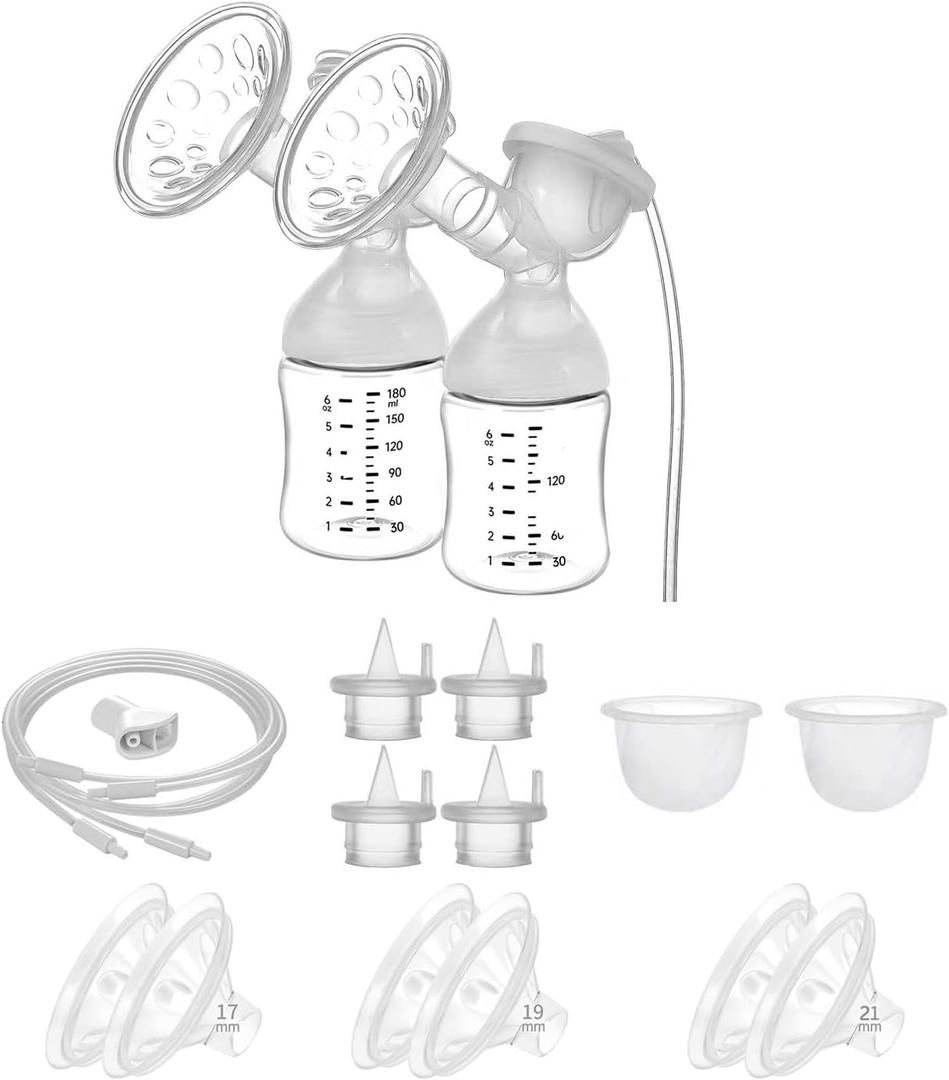 Breast Flange Kit Replacement Full Set Compatible with Babybuddha Zomee Z1 Z2 NCVI 8782/8780 Breastpump incl 17/19/21/22mm Cushion Insert 24mm Flange Replacement Parts/Accessories