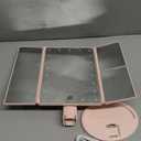 deweisn Tabletop Mount Tri-Fold Lighted Vanity Mirror with 21 LED Lights, Touch Screen and 3X/2X/1X Magnification, Two Power Supply Modes Make Up Mirror,Travel Mirror (Pink)