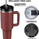 MURRICON 40 oz Tumbler with Handle and Straw,Reusable Vacuum Quencher Tumbler with Lid,Stainless Steel Insulated Travel Mug,for Coffee and Beverages(Rubigenous)