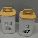Yomjarl Coffee Tea Sugar Container Set, Canister Sets for Kitchen Counter, Airtight Glass Creamer Jars with Bamboo Lid and Handle, Food Storage Containers for Coffee Bar Station, Counter, Countertop