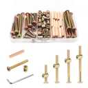 Crib Screws Hardware Replacement Kit - 16 Set Baby Bed Frame Bolts,Barrel Nuts&Wooden Dowel Pins Set - M6x16/40/60/80 mm Hex Drive Socket Cap Screws Nuts for Beds Headboards Chairs Furniture