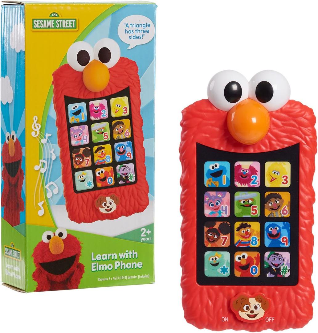Sesame Street Learn with Elmo Pretend Play Phone, Learning and Education, Easter Basket Fillers, Gifts, Presents, Kids Toys for Ages 2 Up by Just Play