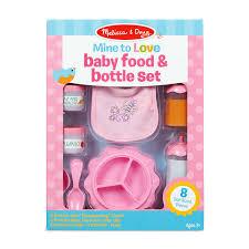 Melissa & Doug Mine to Love Baby Food & Bottle Play Set for Feeding Dolls Baby Doll Feeding Set, Disappearing Milk Bottle Toy for Kids 3+