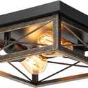 Oil Rubbed Bronze Hallway Light Fixture Ceiling, 2-Light Farmhouse Industrial Flush Mount Ceiling Lamp, 1-Pack Metal Kitchen Light Fixture, Close to Ceiling Lamp for Bedroom Living Room Entryway