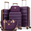 Luggage Sets 5 Piece, Suitcases with Wheels,ABS Hard Case Luggage with TSA Lock Spinner Wheels,Carry On Luggage Set (20/24/28 Inch) (Violet)