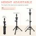 Wig Head Stand 23 Inch, Wig Stand with Head Wig Stand Tripod with Mannequin Head Stand, Wig Head Stand with Canvas Head for Wigs Making Display with Table Clamp, Wig Caps, Pins Set(Wig not included)