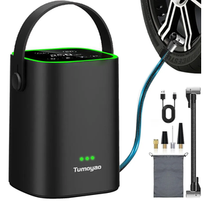 Tire Inflator Portable Air Compressor, 150PSI Compact Air Pump for Car Tires, Bicycle, Motorcycle, Ball - Rechargeable Tire Inflator with Pressure Gauge