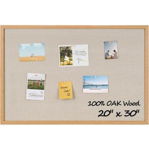 Fun Memories Cork Board Bulletin Board for Office, 20" x 30" Oak Wooden Framed Corkboard, Wall Mounted Notice Pin Board for School Home & Office, Natural Wood