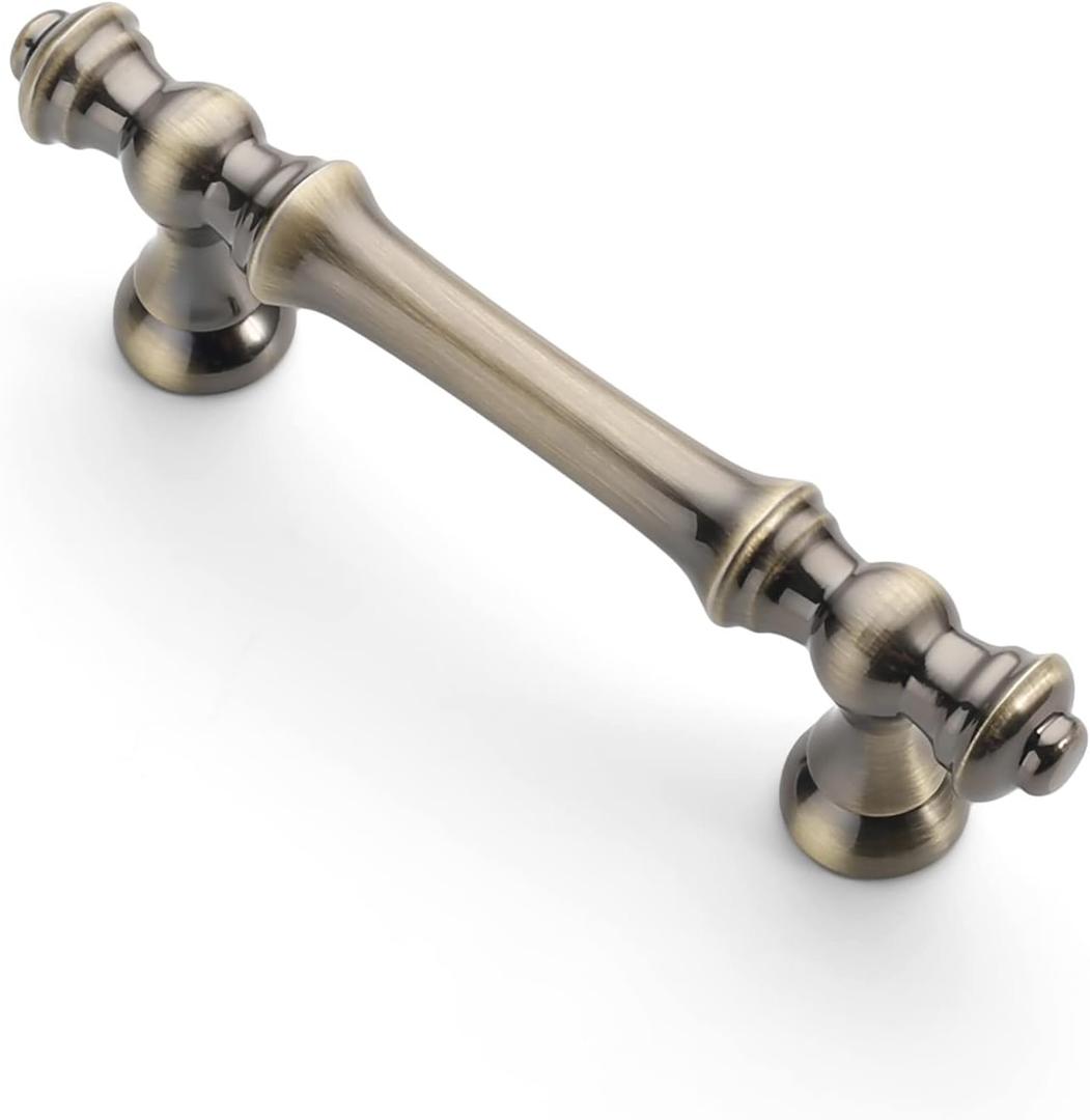 Asidrama 10 Pack 3 Inch(76mm) Brushed Antique Brass Kitchen Cabinet Handles, Cabinet Pulls Kitchen Cabinet Hardware for Cupboard Drawer Pulls (3" Hole Center)